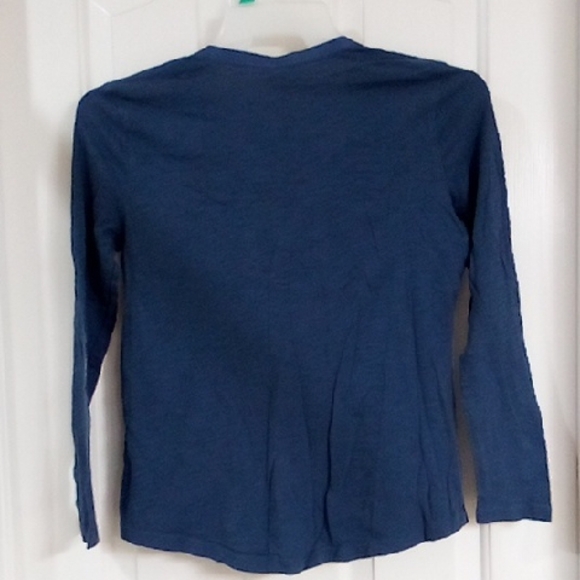 LOFT Navy Ruffle Front Shirt - Picture 4 of 5